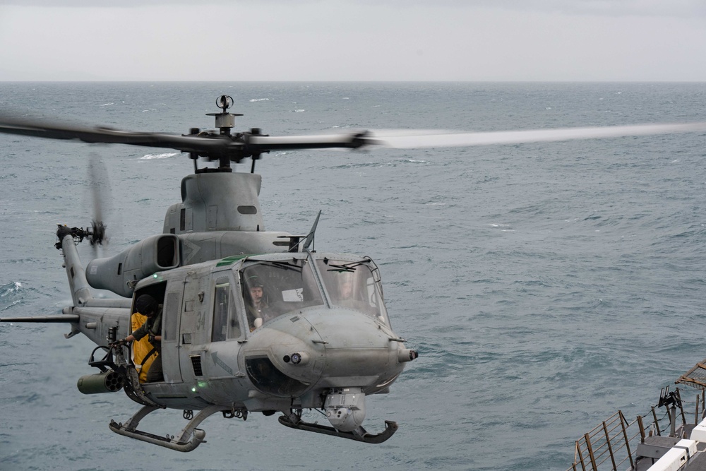 Flight Operations with Cobra and Huey Helicopters aboard USS New Orleans July 3, 2023