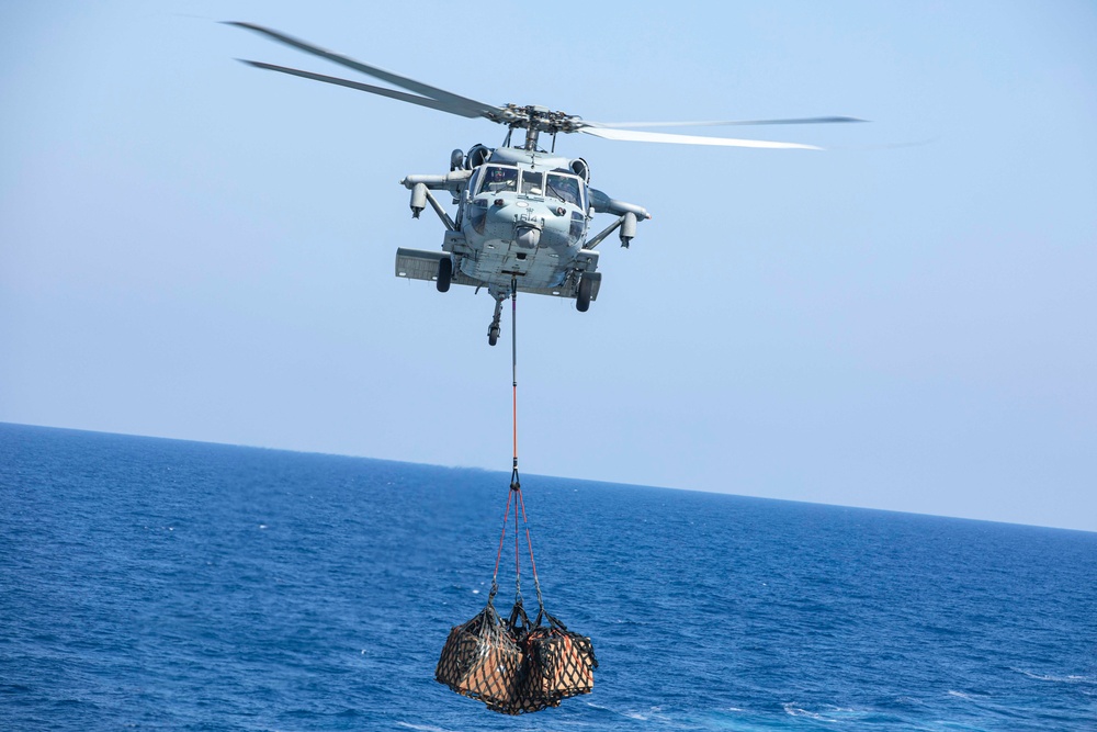 USS Normandy Conducts a Replenishment-at-Sea