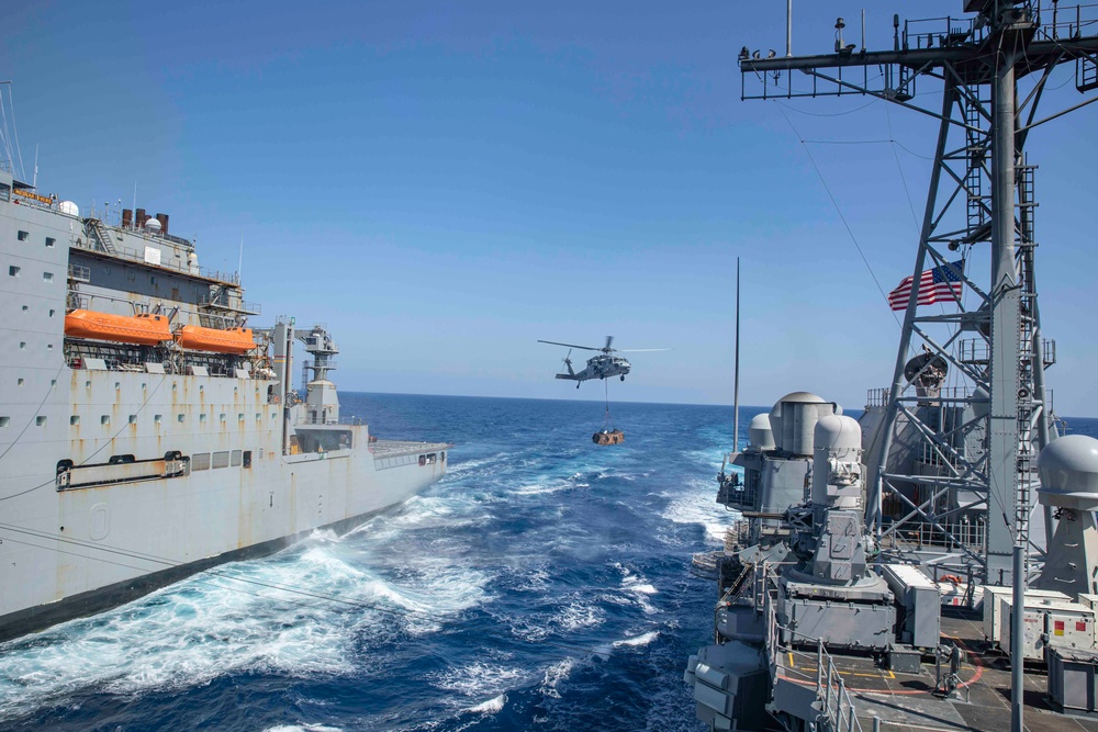 USS Normandy Conducts a Replenishment-at-Sea