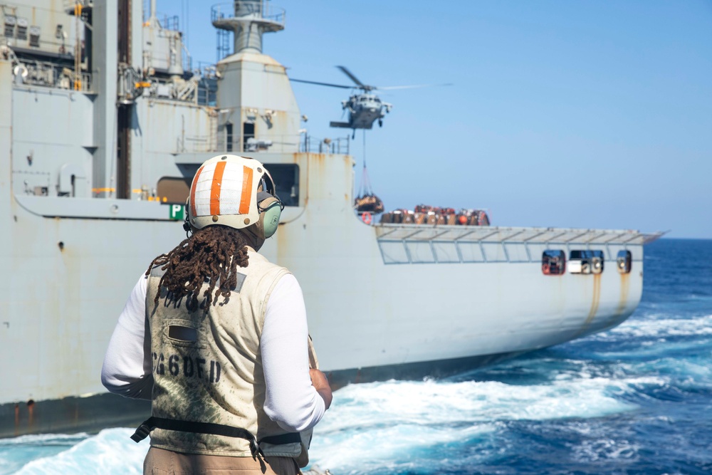 USS Normandy Conducts a Replenishment-at-Sea