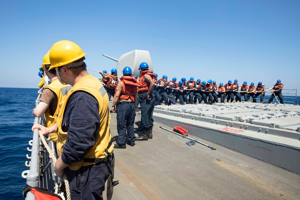 USS Normandy Conducts a Replenishment-at-Sea