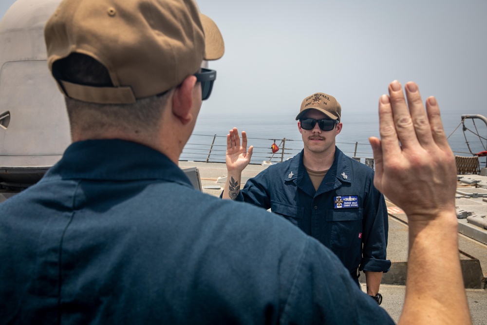 USS McFaul Sailor Re-Enlists