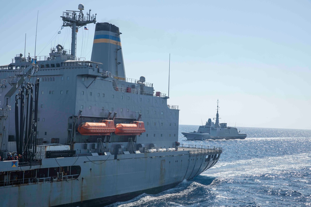 USS Normandy Conducts a Replenishment-at-Sea