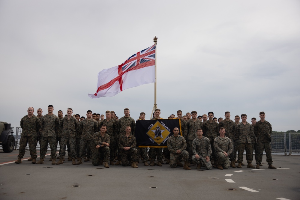 2/6 Golf Company and HMS Albion Man the Rails