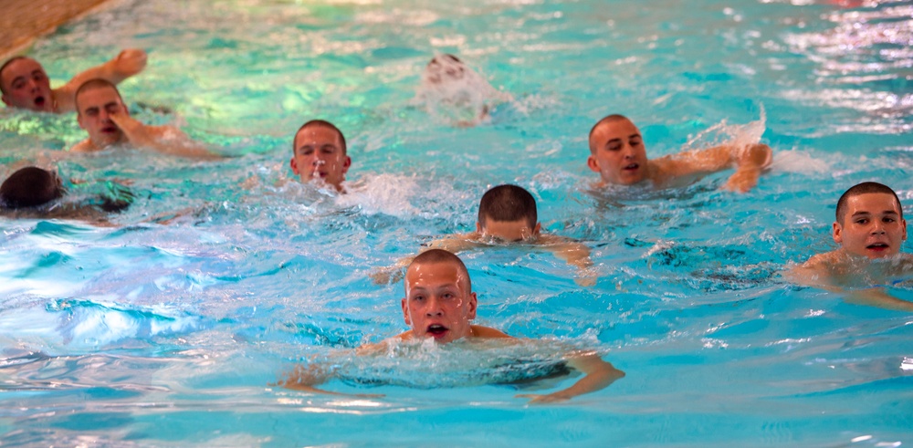 Naval Reserve Officers Training Corps (NROTC) New Student Indoctrination (NSI) Cycle 2 Swim Qualification and Man Overboard