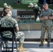 U.S. Marine Corps Capt. Connor McNamara relieves Capt. Moses Menchaca, outgoing company commander during Headquarters Company Change of Command Ceremony at the National Museum of the Marine Corps