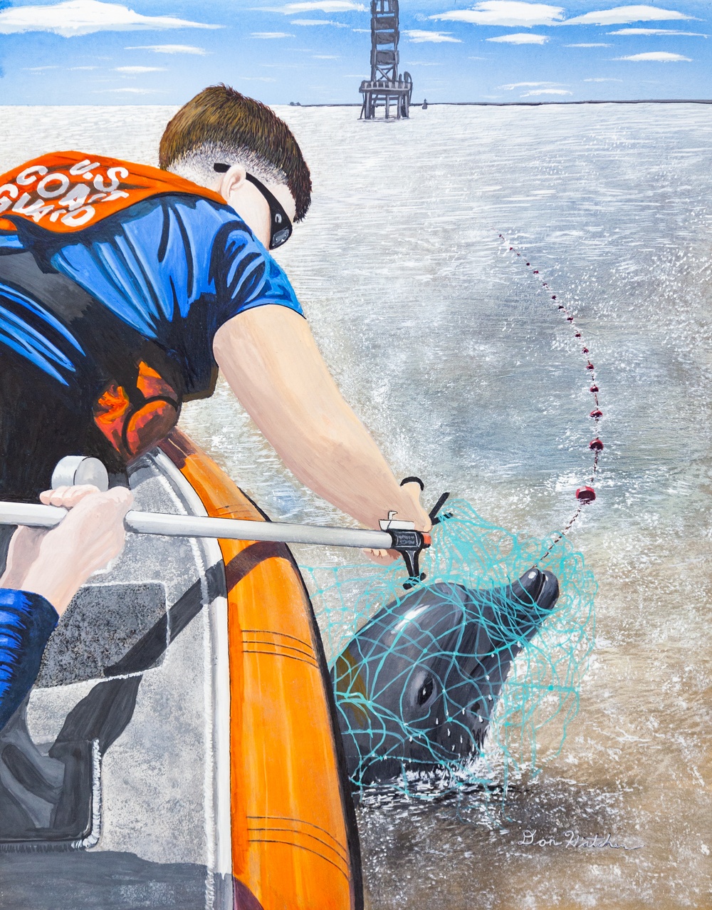 US Coast Guard Art Program 2023 Collection, Ob Id # 202309, Rescuing the entangled, Don Hatcher