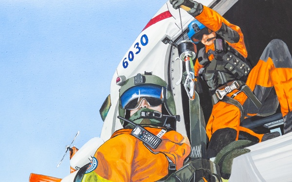 US Coast Guard Art Program 2023 Collection, Ob Id # 202313, Search and rescue in Kodiak, Don Hatcher