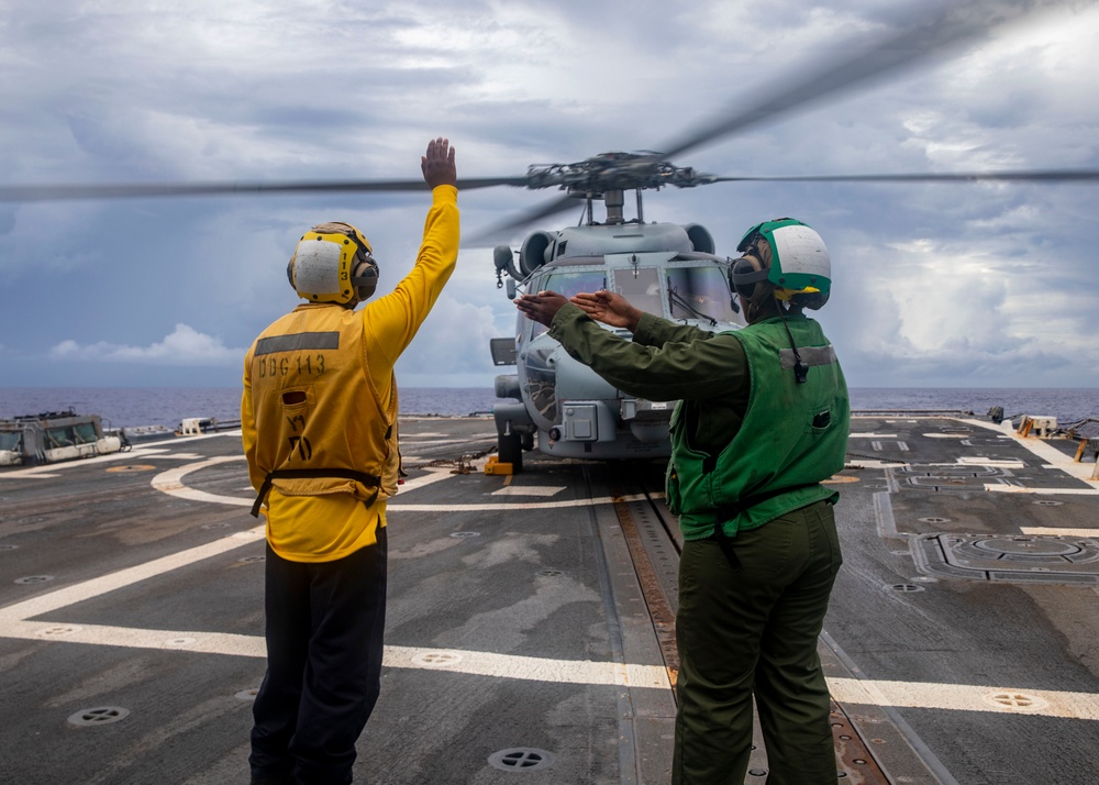 Sailors Conduct Flight Operations Aboard USS John Finn (DDG 113),  10 July