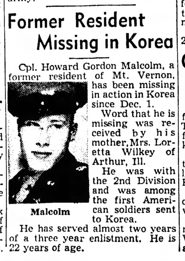 Remains of Korean War Soldier buried in Mount Vernon, Illinois