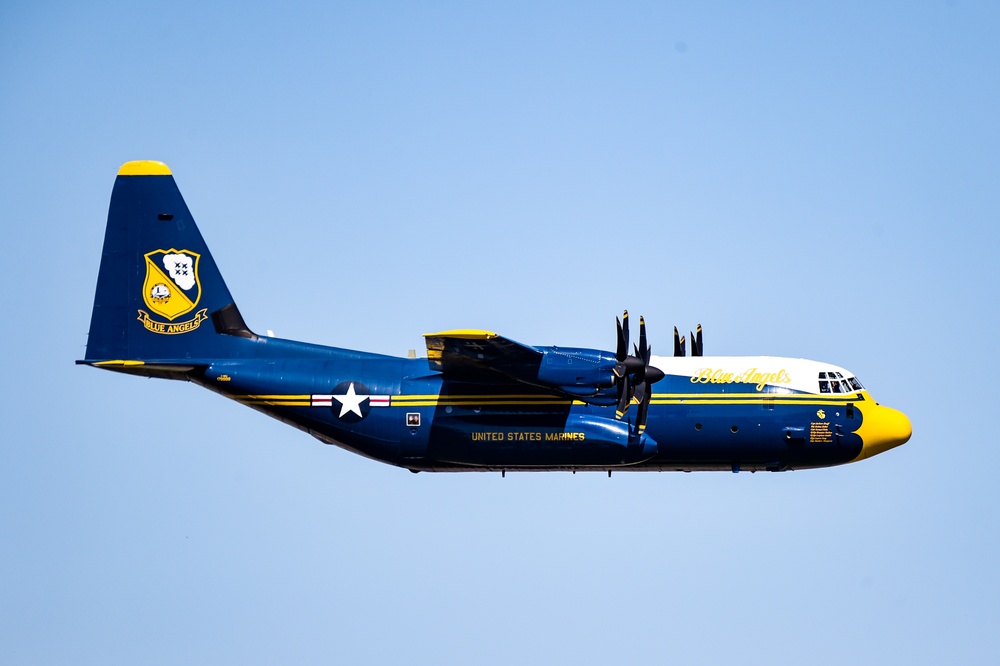 The U.S. Navy Flight Demonstration Squadron, the Blue Angels, perform at the Defenders of Liberty Air Show over Barksdale Air Force Base, LA.