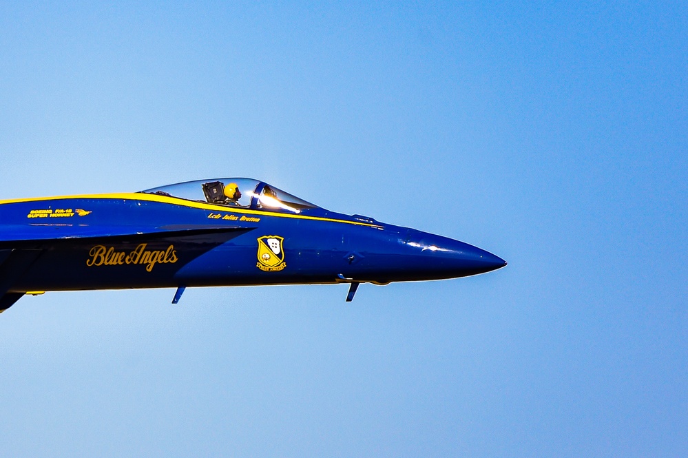 The U.S. Navy Flight Demonstration Squadron, the Blue Angels, perform at the Defenders of Liberty Air Show over Barksdale Air Force Base, LA.