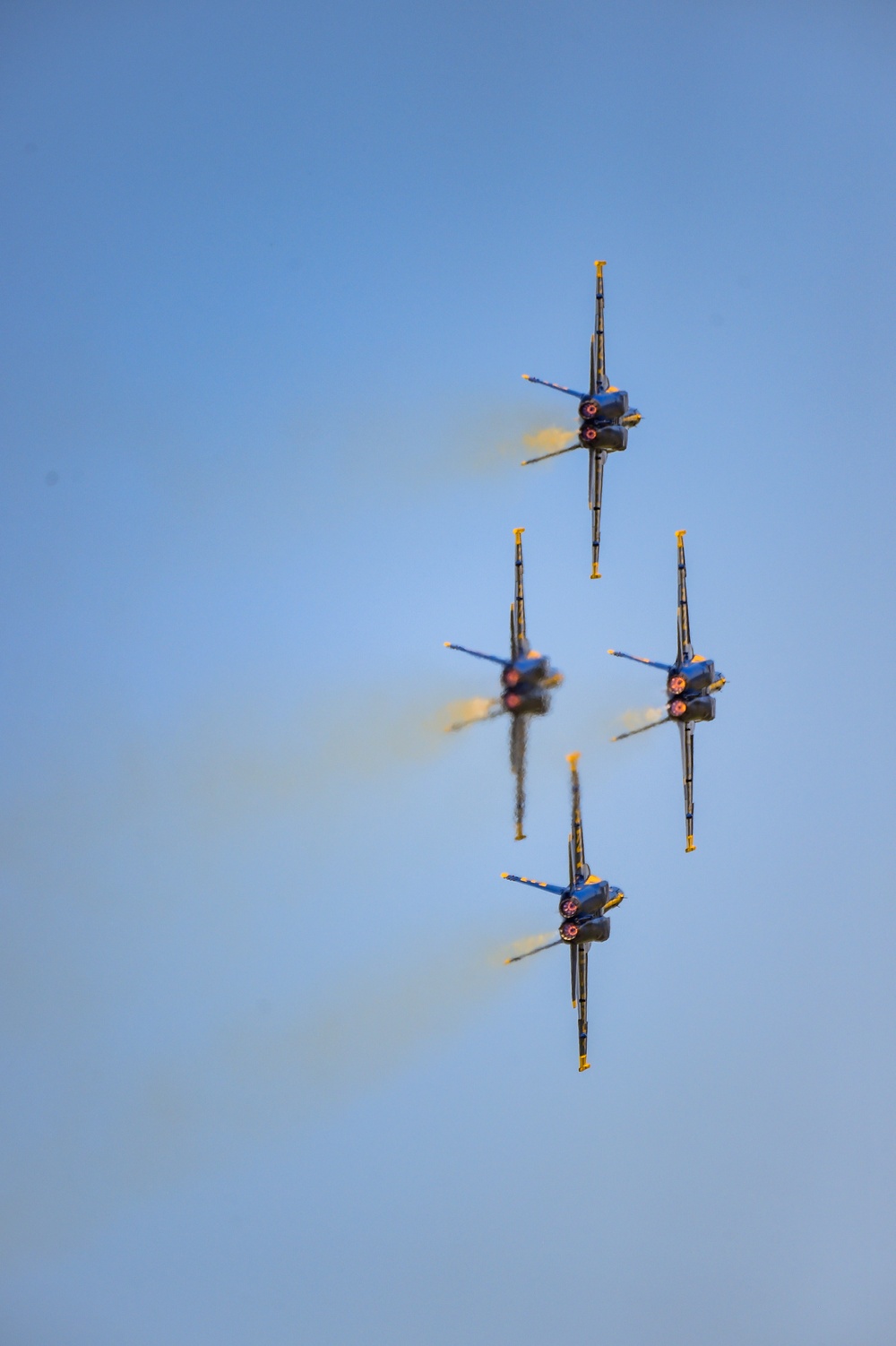 The U.S. Navy Flight Demonstration Squadron, the Blue Angels, perform at the Defenders of Liberty Air Show over Barksdale Air Force Base, LA.