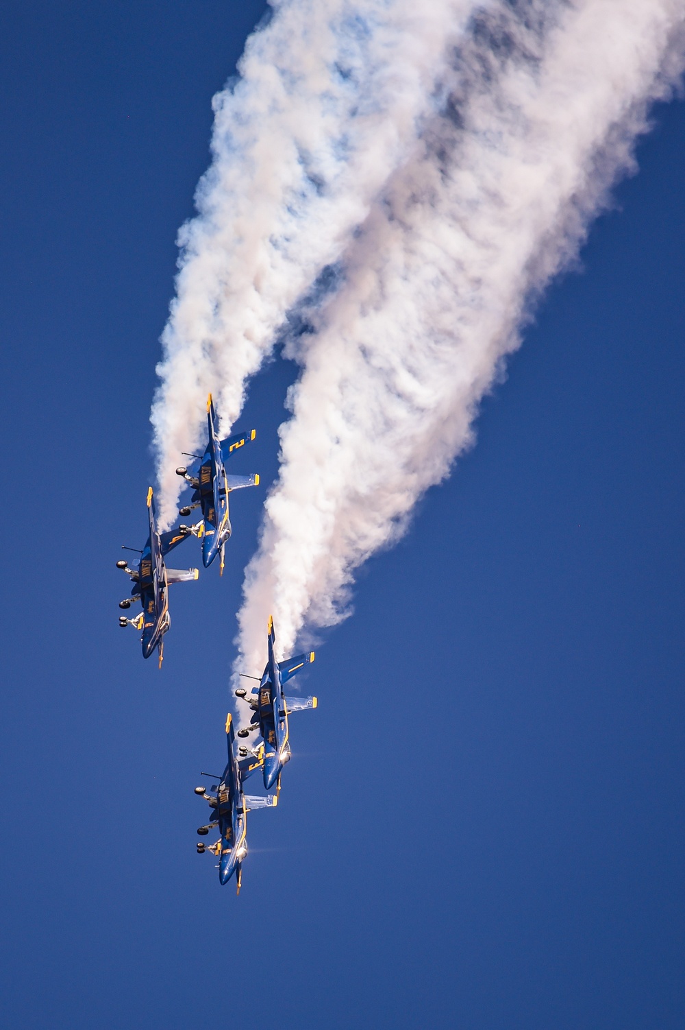 The U.S. Navy Flight Demonstration Squadron, the Blue Angels, perform at the Defenders of Liberty Air Show over Barksdale Air Force Base, LA.