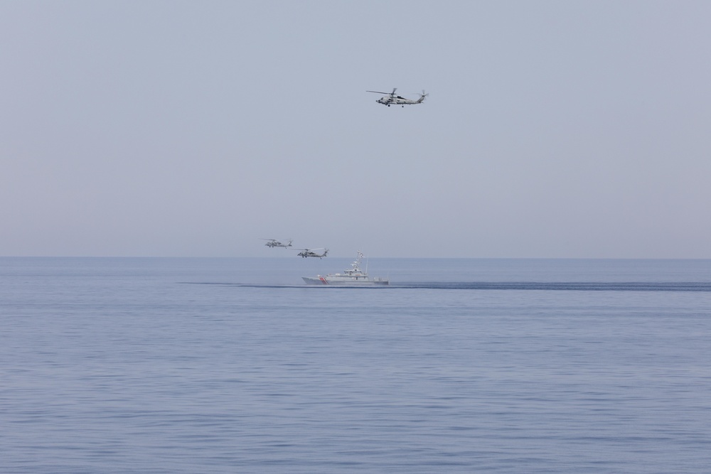 U.S. Helicopters With Albanian Ship