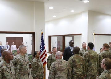 Task Force Liberty Soldiers promote, re-enlist at Qatar embassy ceremony