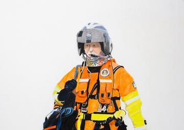 US Coast Guard Art Program 2023 Collection, Ob Id # 202333, Suited up for cold water, Jim Smith