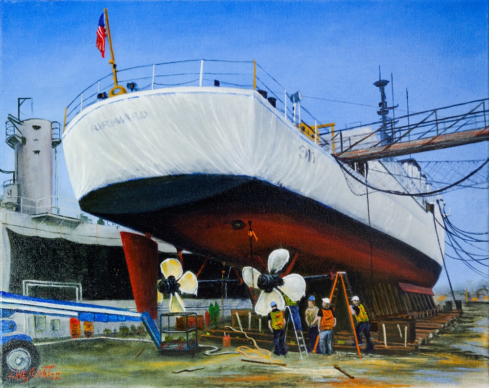 US Coast Guard Art Program 2023 Collection, Ob Id # 202337, Looking FORWARD, Leon Westcoat III