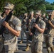 Candidates with Officer Candidate School practice close order drill at the Parade Deck on Marine Corps Base Quantico