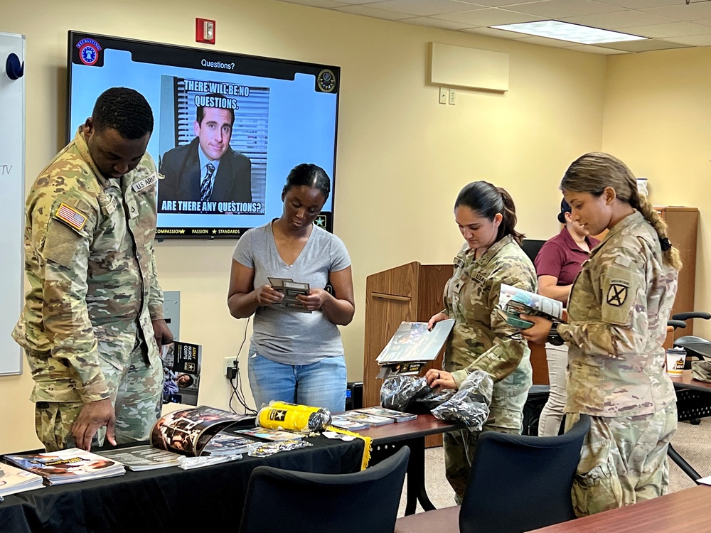 AMEDD Recruiters visit Johnson inform, inspire, assist Soldiers, Sailors, civilians