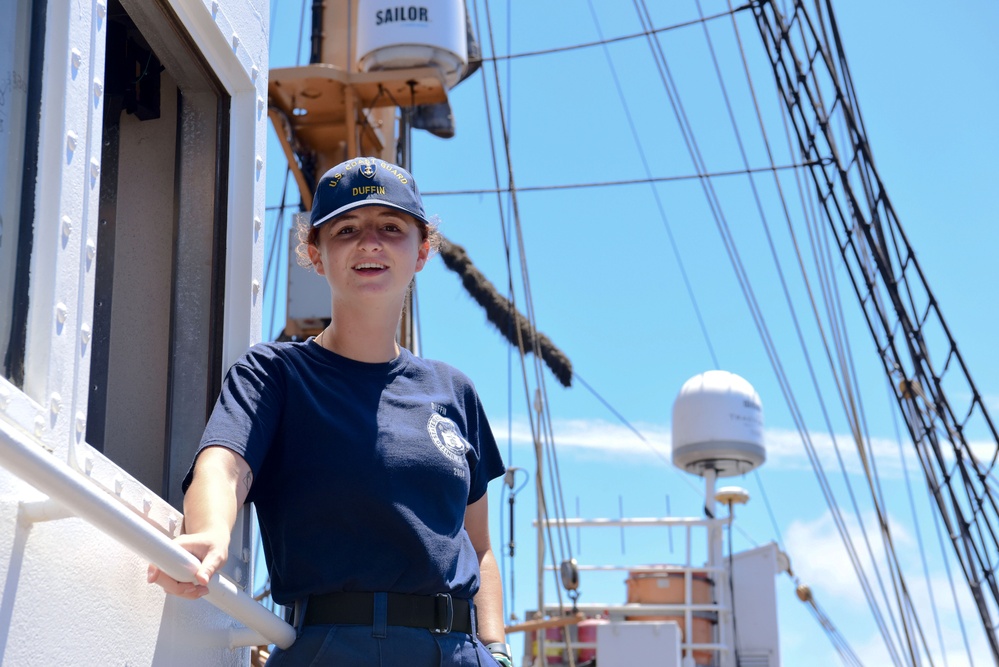 USCGA Cadet stands deck watch