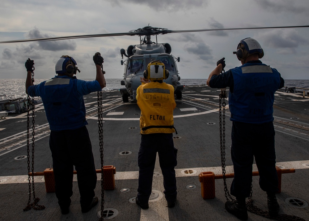 USS Rafael Peralta (DDG 115) conducts flight operations