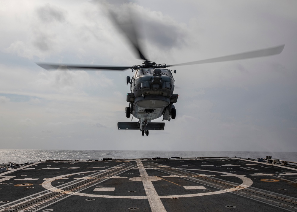 USS Rafael Peralta (DDG 115) conducts flight operations