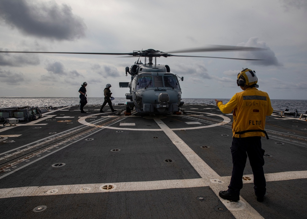 USS Rafael Peralta (DDG 115) conducts flight operations