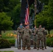 Command Sgt. Maj. Christopher Donaldson, the 2nd Brigade Combat Team command sergeant major, and Col. Scott Wence, the 2nd BCT commander, case the brigade colors on Fort Drum