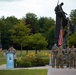 Command Sgt. Maj. Christopher Donaldson, the 2nd Brigade Combat Team command sergeant major, and Col. Scott Wence, the 2nd BCT commander, case the brigade colors on Fort Drum