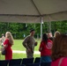 Col. Scott Wence, the 2nd BCT commander,  and Command Sgt. Maj. Christopher Donaldson, the 2nd Brigade Combat Team senior enlisted advisor, case the brigade colors on Fort Drum