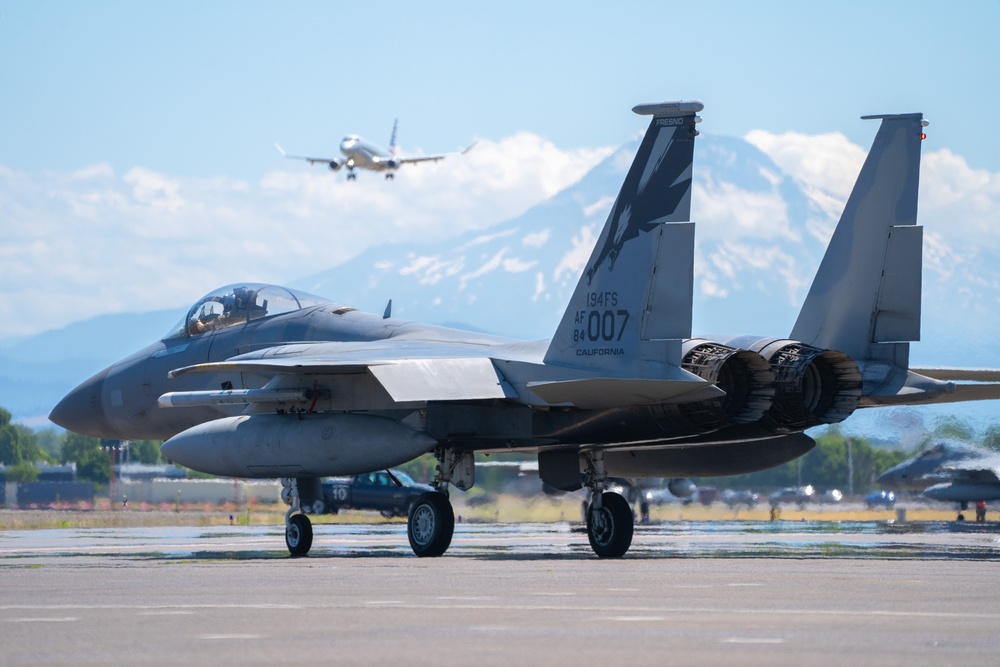 123rd FS conducts DACT with 194th FS and the U.S. Navy's VFA-136