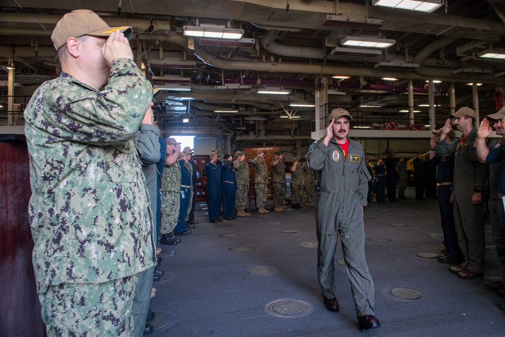 Boxer Flight Deck Officer Piped Ashore