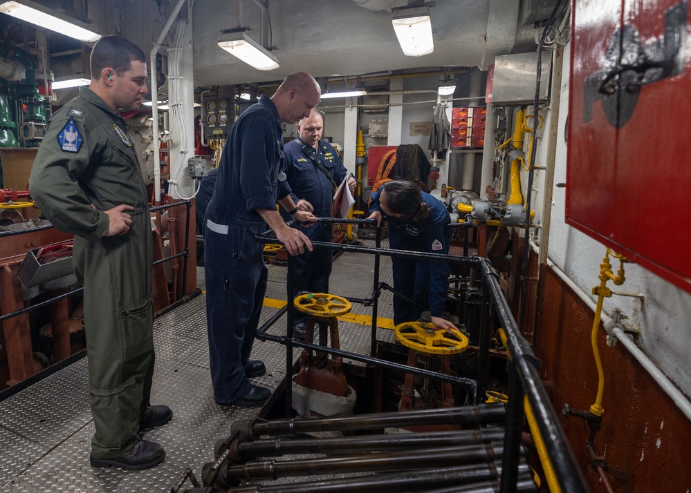 USS Bataan Sailors conduct fuel alignment walkthrough