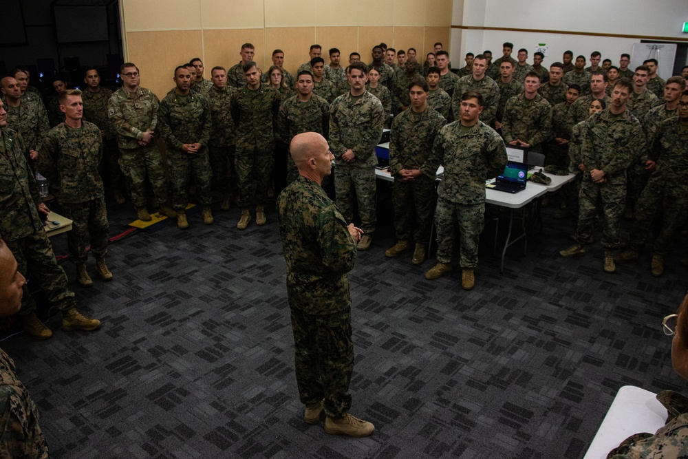 I MEF (Forward) Commander speaks to Marines, Sailors and Airmen supporting Indo-Pacific Exercises