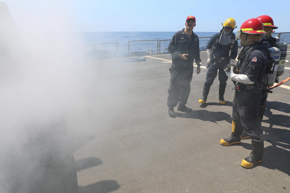 Sailors Practice Fighting A Fire