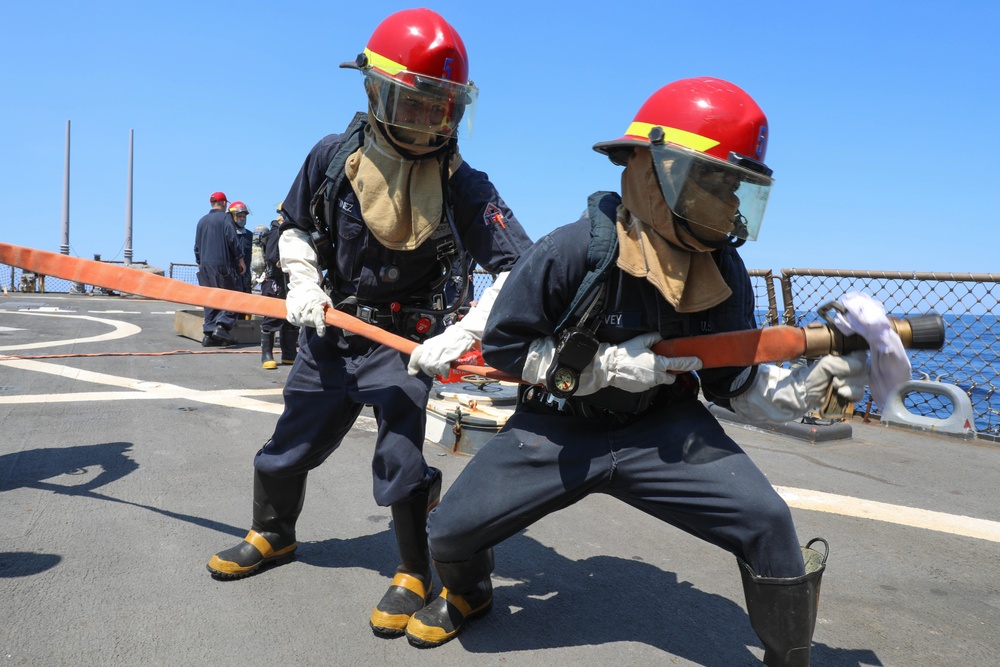 Sailors Practice Fire Fighting