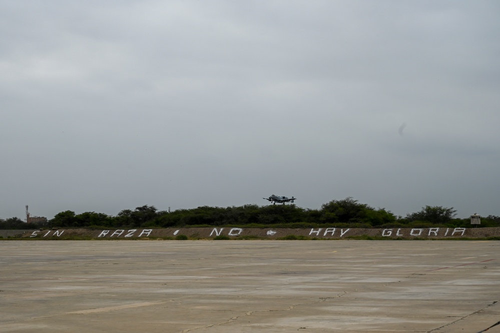 Multi-capable Airman trains on aircraft marshaling