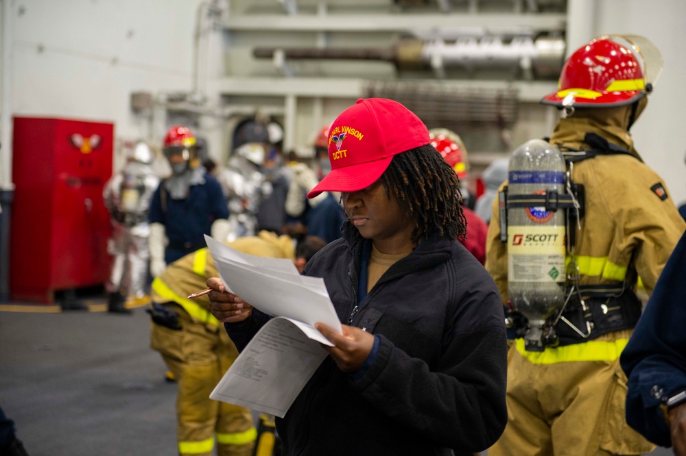 USS Carl Vinson (CVN 70) Conducts A General Quarters Drill
