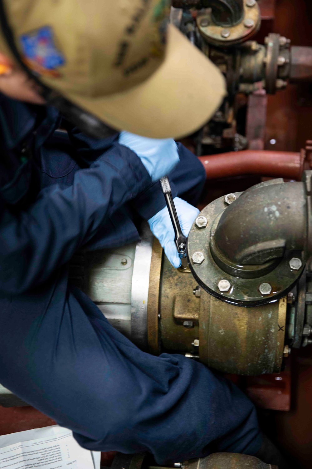 USS Ralph Johnson (DDG 114) Sailors perform VCHT Maintenance.