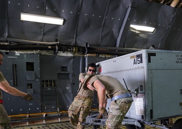 PSAB Air Terminal Operations Center receives cargo from C5 "Super Galaxy"