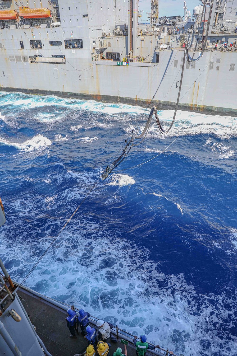 USS Carter Hall (LSD 50) Conducts a Replenishment-at-Sea, July 14, 2023