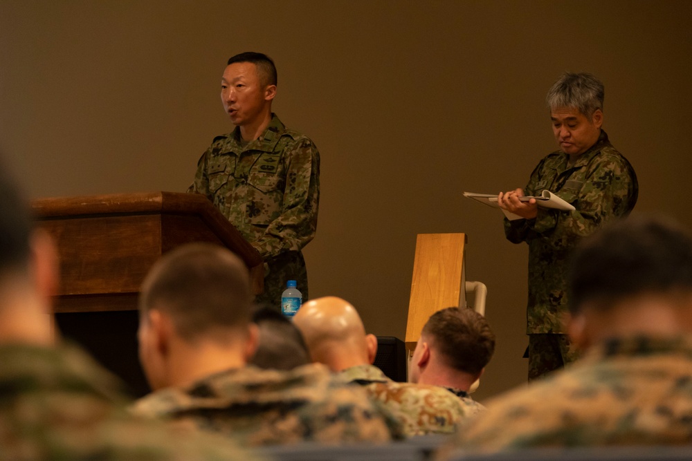 U.S. Marines and JGSDF soldiers conduct a NCO Symposium