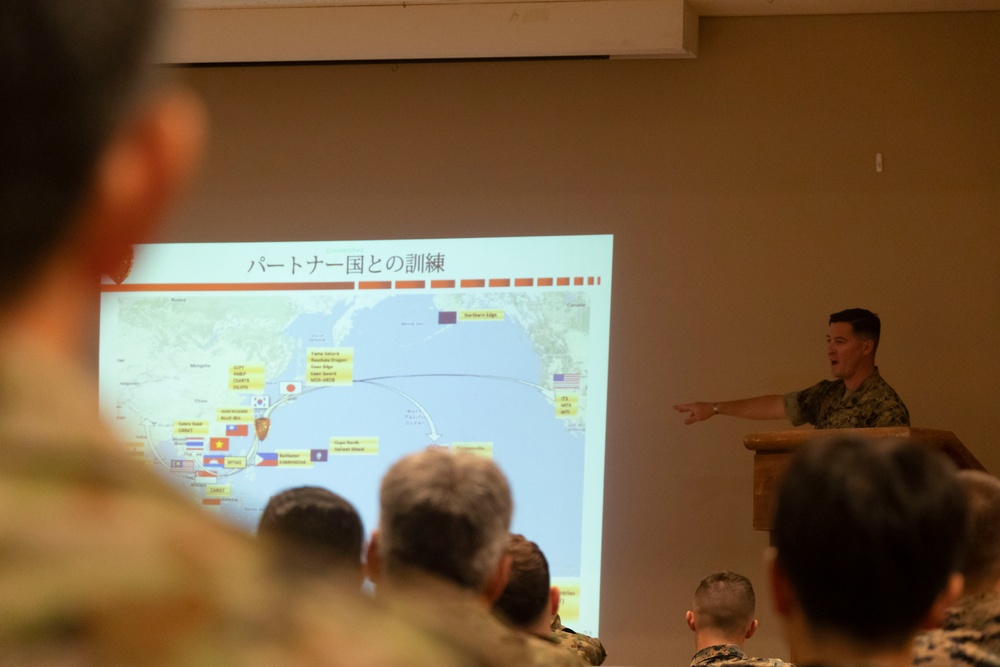 U.S. Marines and JGSDF soldiers conduct a NCO Symposium