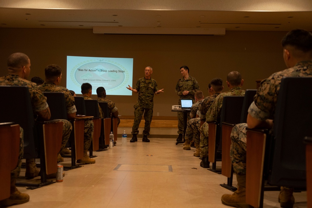 U.S. Marines and JGSDF soldiers conduct a NCO Symposium