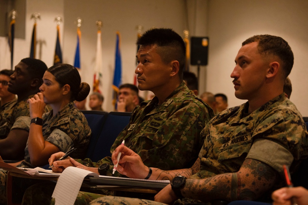 U.S. Marines and JGSDF soldiers conduct a NCO Symposium