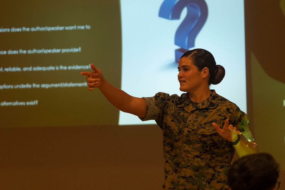 U.S. Marines and JGSDF soldiers conduct a NCO Symposium