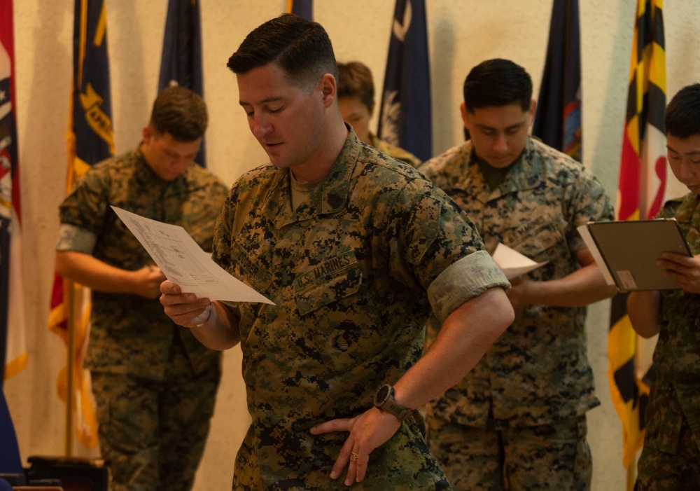 U.S. Marines and JGSDF soldiers conduct a NCO Symposium