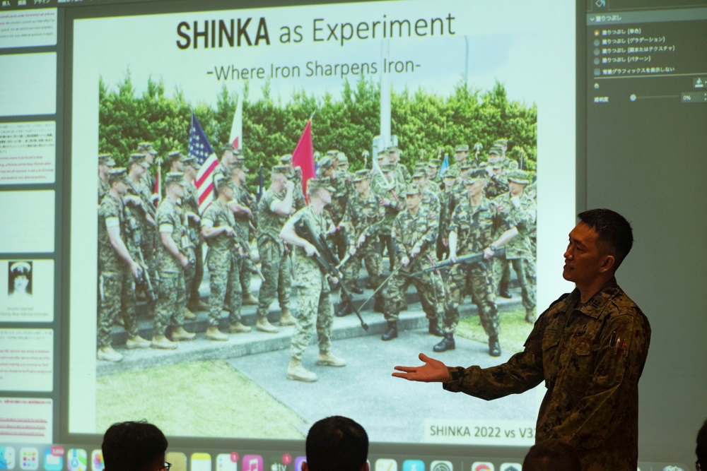 U.S. Marines and JGSDF soldiers conduct a NCO Symposium