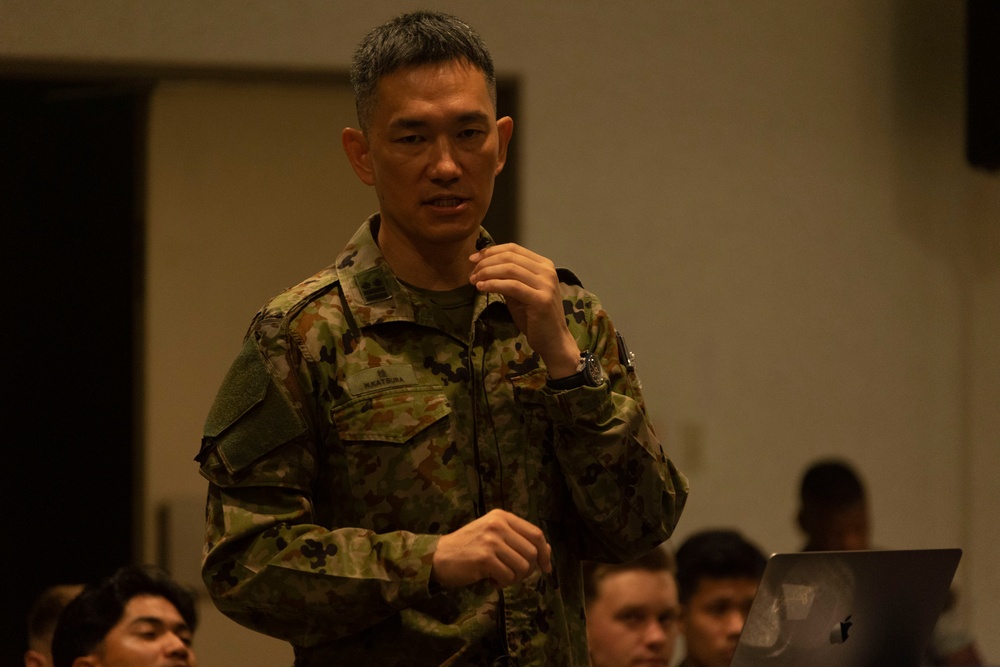 U.S. Marines and JGSDF soldiers conduct a NCO Symposium